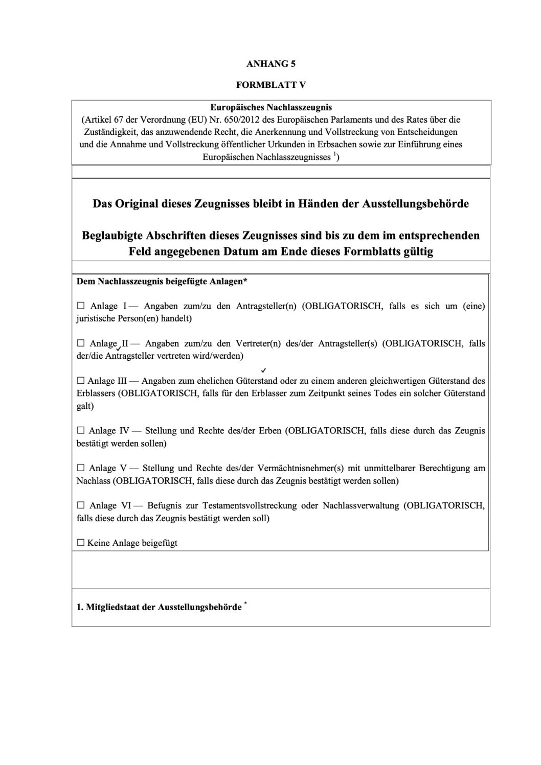 Europäisches Nachlaßzeugnis